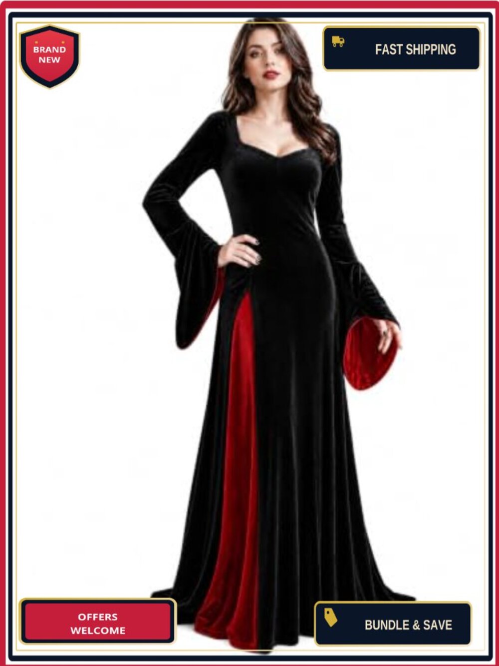 Gothic Velvet Maxi Dress Victorian Vampire Halloween Costume